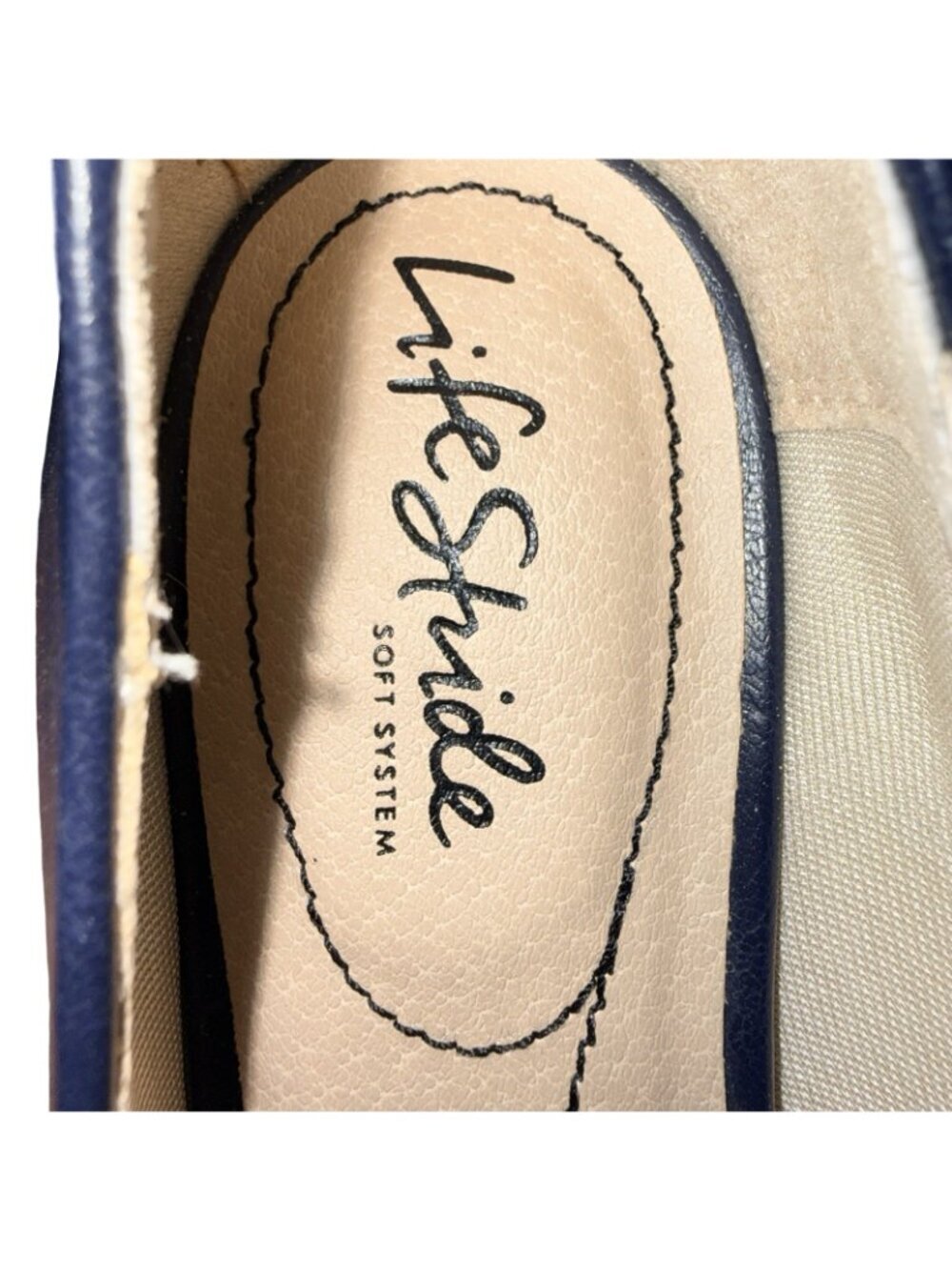 LifeStride Devyn Navy Blue Block Heel Loafer Pumps Size 7W - Picture 7 of 7